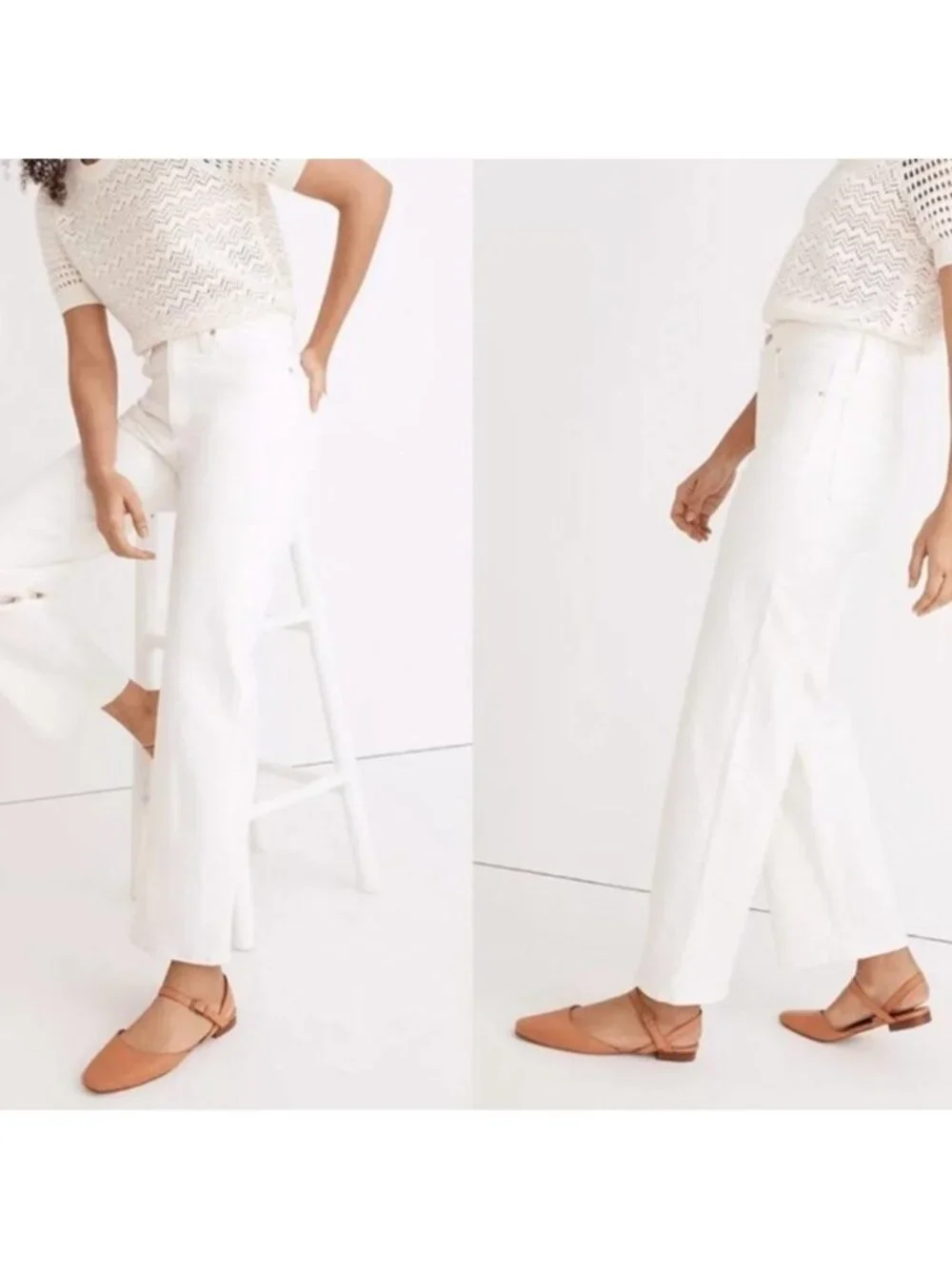 Madewell Perfect Vintage High Rise Tapered Leg Cropped Jeans White 29 - Like New - Picture 14 of 14